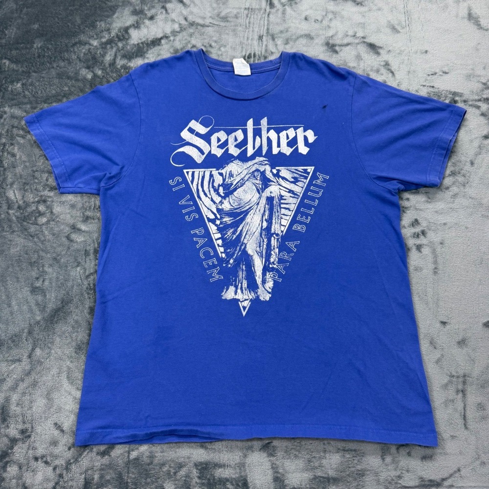 Seether‎ Si Vis Pacem Para Bellum Band Graphic T-Shirt Blue Mens Large